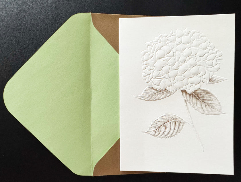 Greeting Card, White Flower Embossed - (Blank)