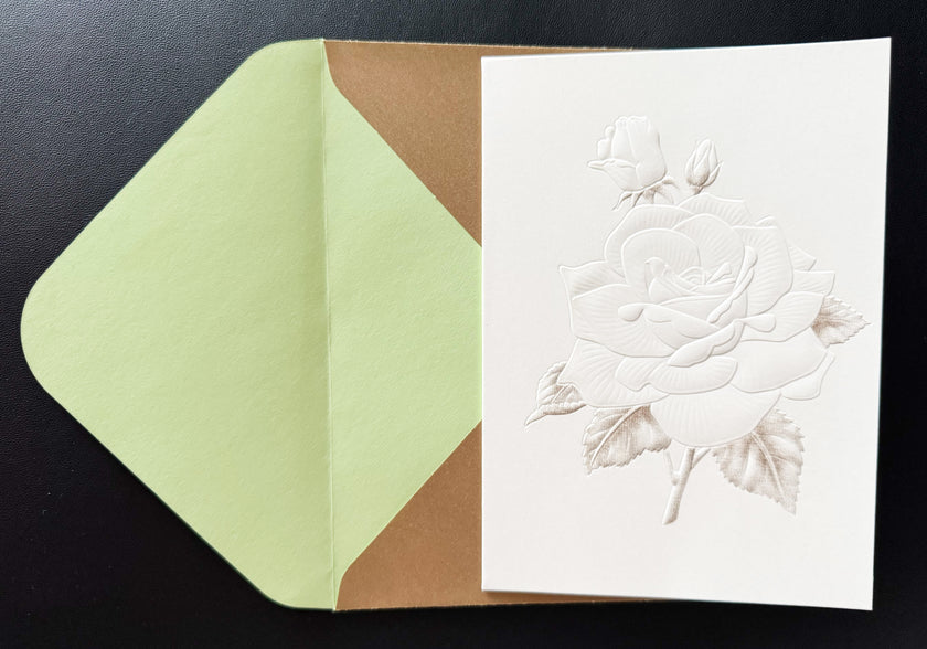 Greeting Card, White Flower Embossed - (Blank)