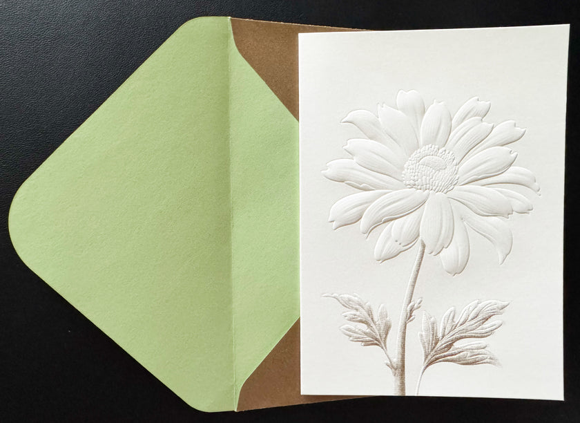 Greeting Card, White Flower Embossed - (Blank)