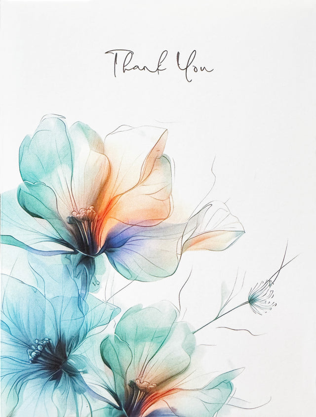 Greeting Card, Dreamy Flowers - Thank You (Blank)