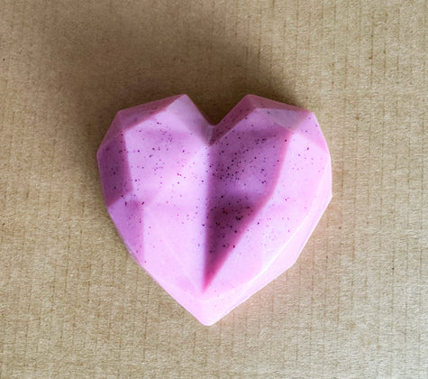 Artisan Soap Bar:  Valentine Goat's Milk - English Rose, Scented (Geometric Heart: Pink)