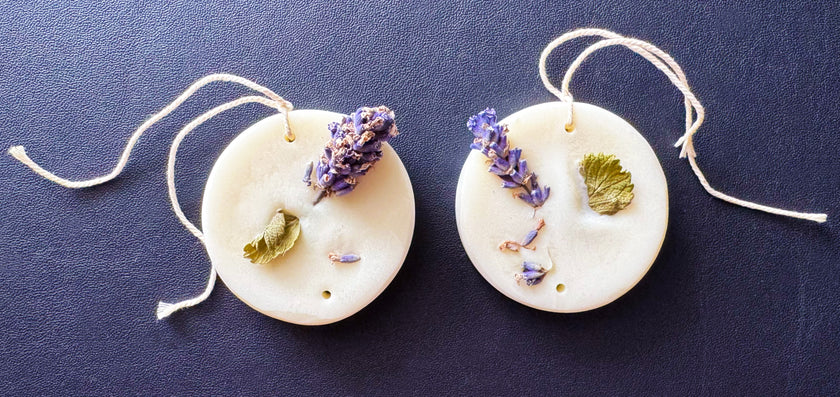 AO - Désodorisant pour palette botanique à suspendre - Lavande, citron et noix de muscade (parfum) / Couleur naturelle / Cercle